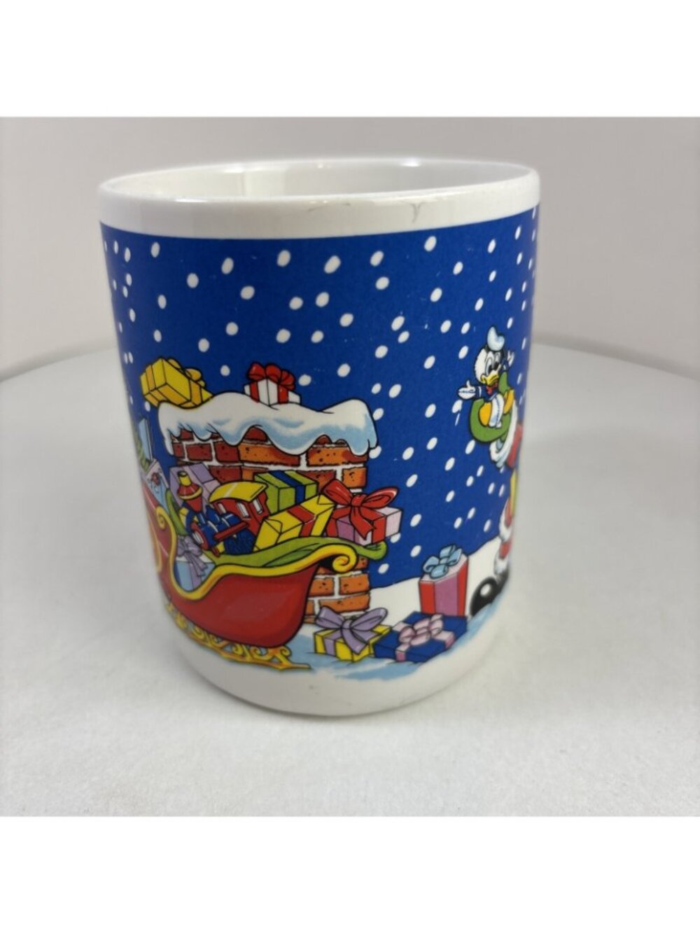 Disney Coffee Mug Christmas Mickey Mouse Santa with Pluto Reindeer Vintage - Picture 2 of 5